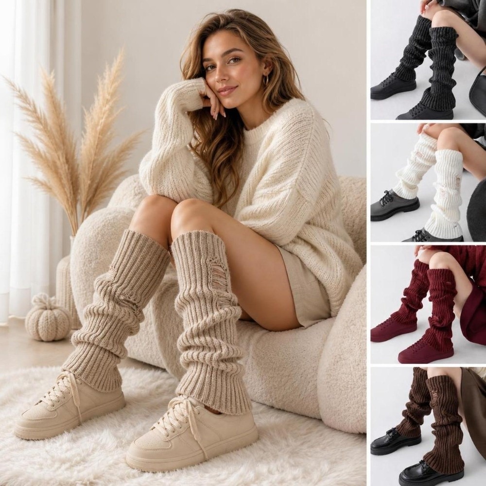 Boot Sock Slouchy - Penghangat Kaki Rajutan Hangat, Manset Sepatu