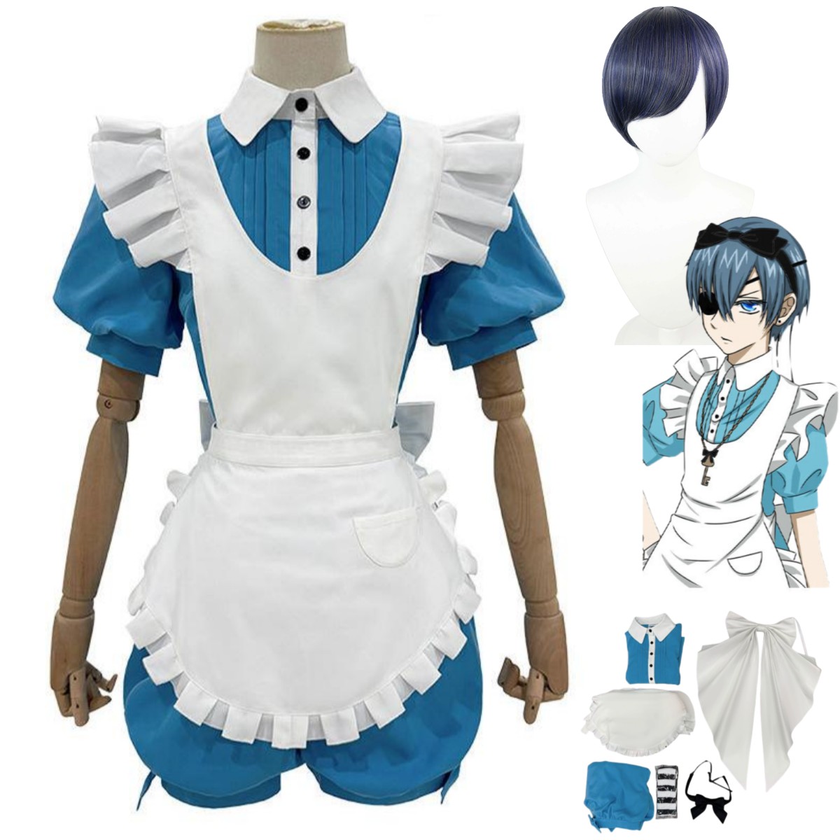 Dress Sock Men - Kostum Cosplay Senyum Anime Ciel Phantomhive