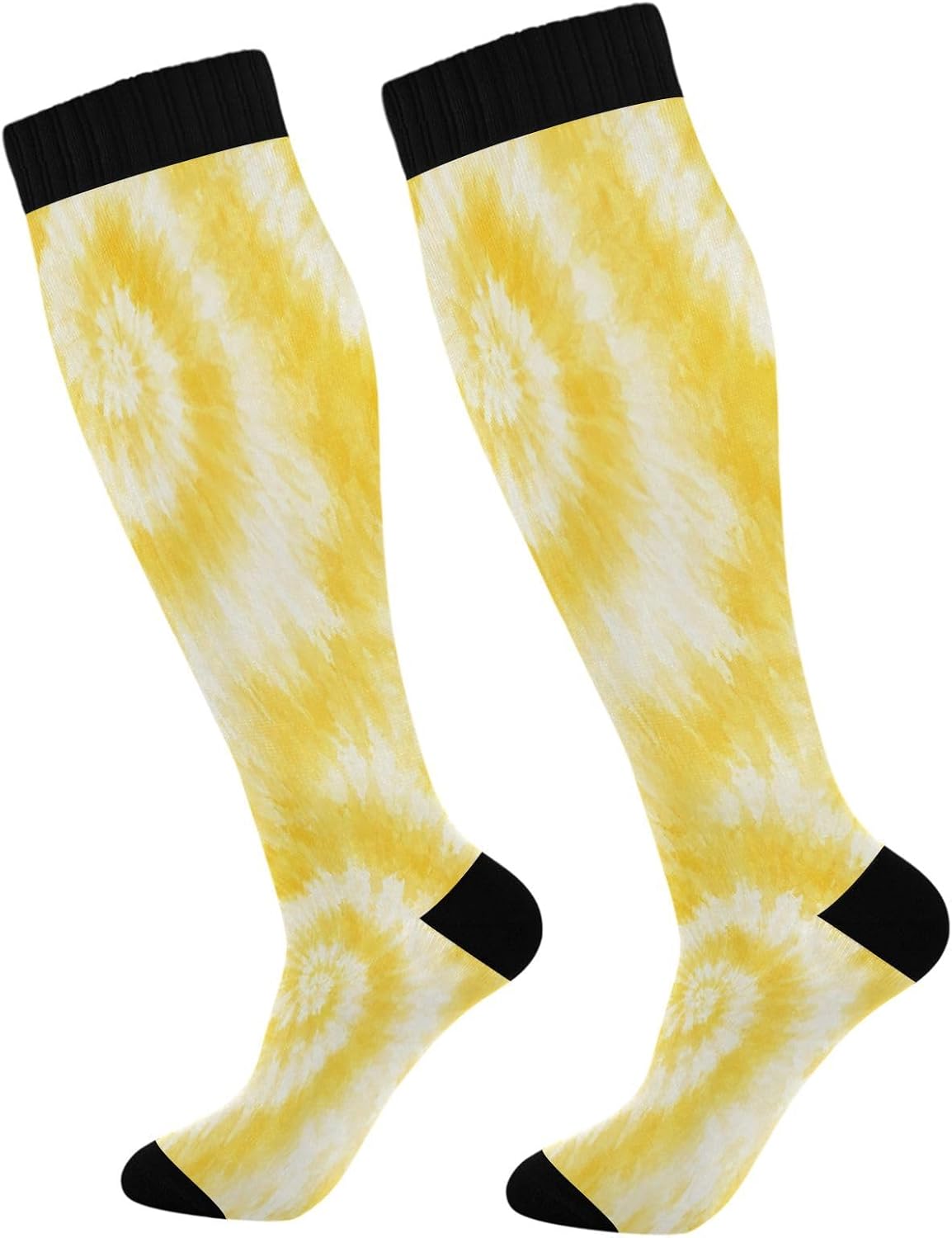 Knee High Sock Women - Kaus Kaki Kompresi Tie-dye Kuning untuk