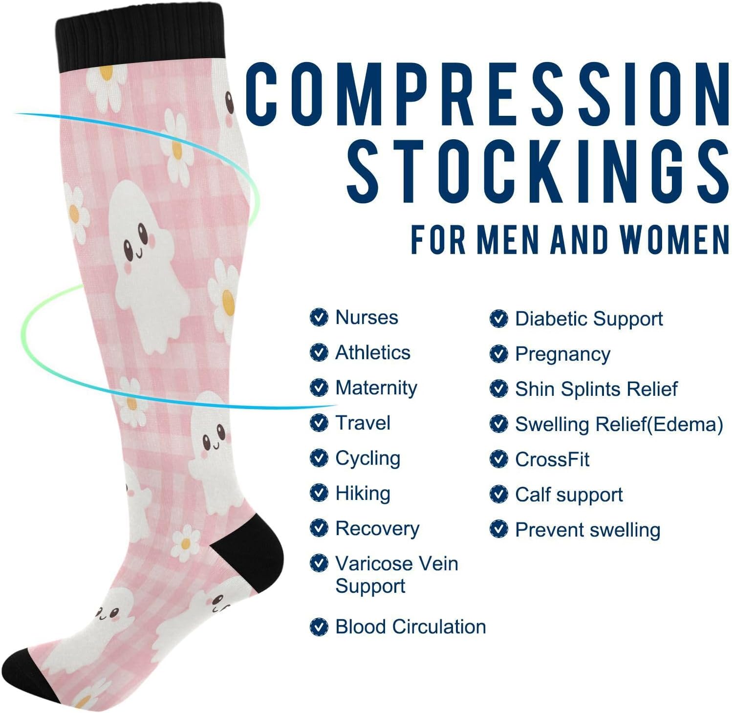Kaus Kaki Kompresi Happy Hallo - Knee High Sock Women ulasan dan harga